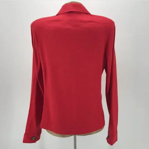 CAbi‎ 5472 Valentine Jacket Sz M Red Linen Blend - Picture 3 of 9